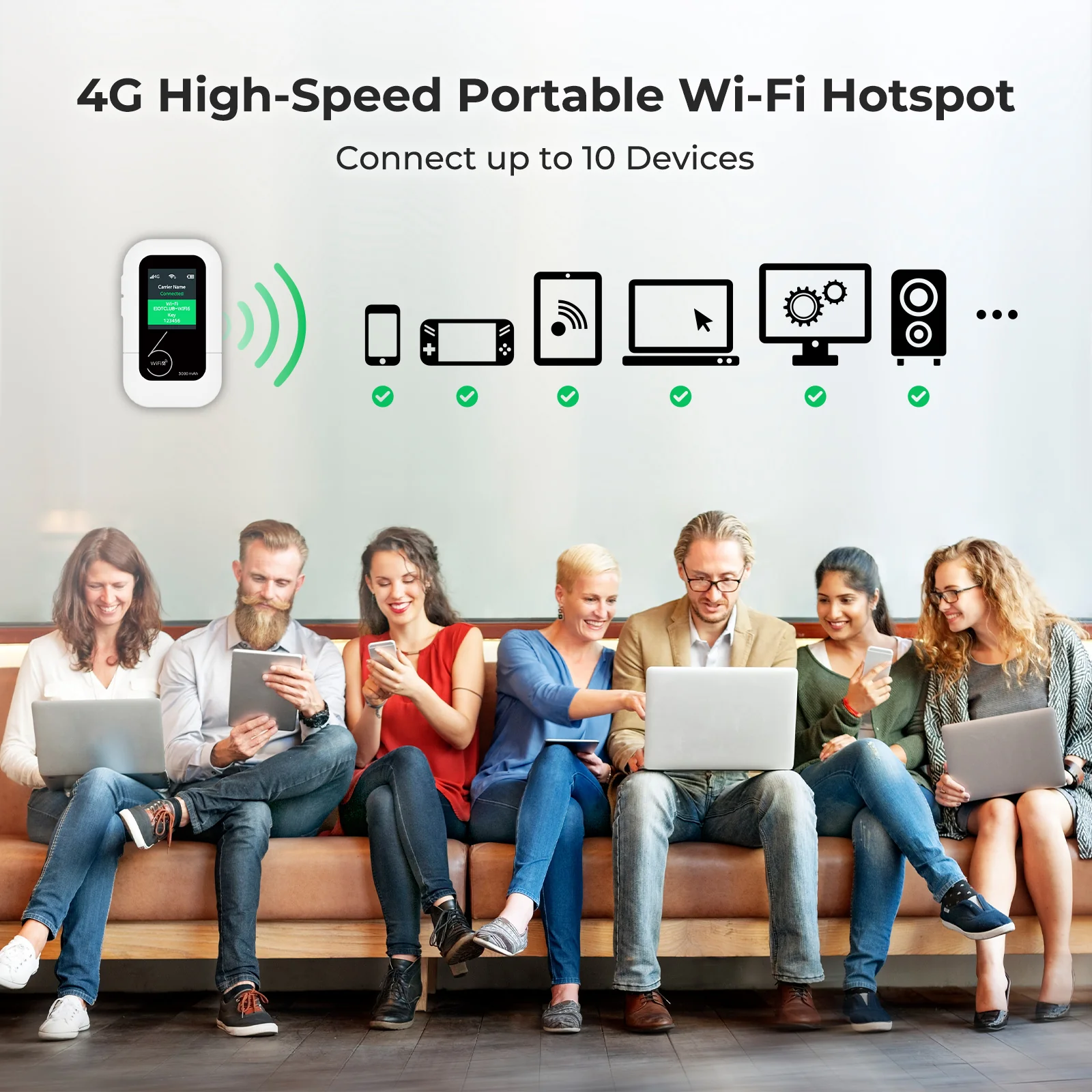 EIOTCLUB 4G LTE Portable WiFi Hotspot M47, Mobile Internet No Contract | Pay-as-You-Go, 1GB 1Day Trial Data, 10 Device Connections, 3000mAh Battery, Pocket WiFi for Travel, Home, Car, RV, Camping(US Only) - Image 5